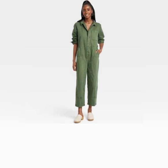 Universal Thread Broiler Jumpsuit NWT Size: 6 Dark Sage Green Women's Chest 40" - Picture 12 of 13